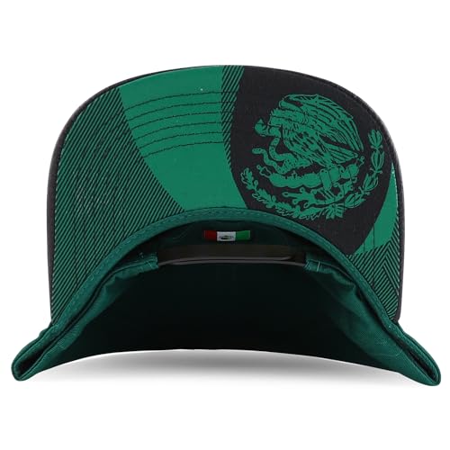 Trendy Apparel Shop 3D Gold Mexico Embroidered License Plate Theme Flatbill Snapback Cap