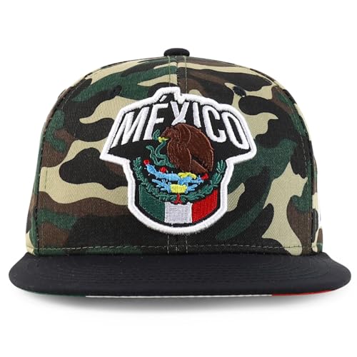 Trendy Apparel Shop 6 Panel Structured Mexico Eagle Flat Bill Snapback Baseball Cap