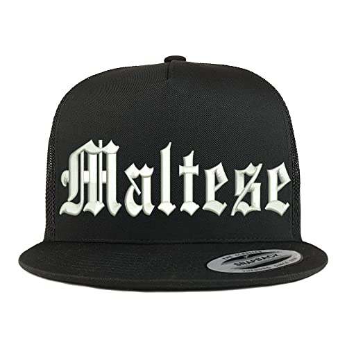 Trendy Apparel Shop Old English Maltese 5 Panel Flatbill Trucker Cap