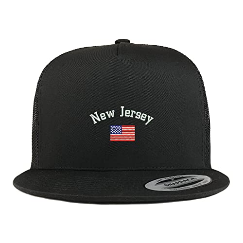 Trendy Apparel Shop New Jersey USA Flag 5 Panel Flatbill Trucker Cap