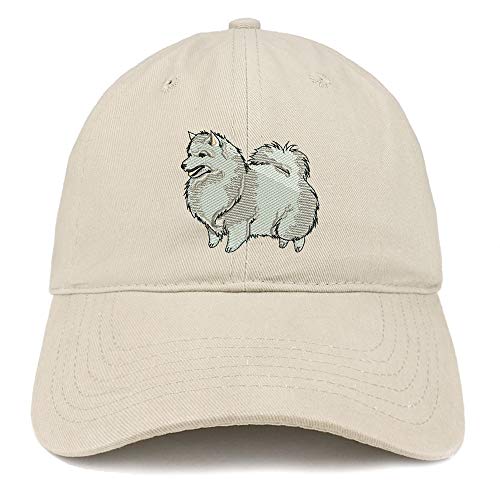 Trendy Apparel Shop Spitz Dog Embroidered Soft Crown 100% Brushed Cotton Cap