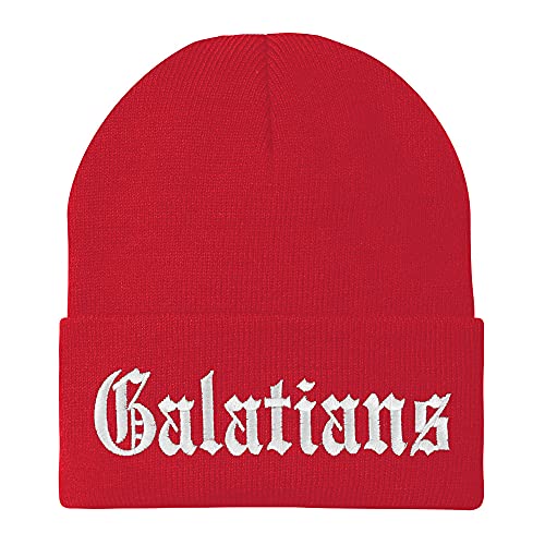 Trendy Apparel Shop Galatians Old English Embroidered Long Cuff Beanie