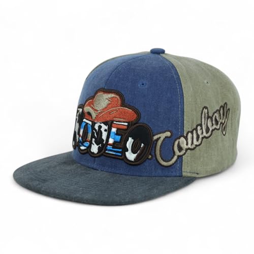 Trendy Apparel Shop Rodeo Design Embroidered Washed Cotton Flat Bill Snapback Cap