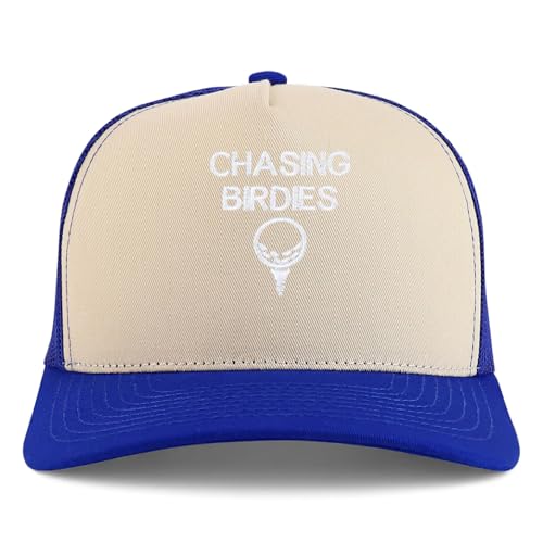 Trendy Apparel Shop Chasing Birdies Embroidered 5 Panel Snapback Trucker Cap