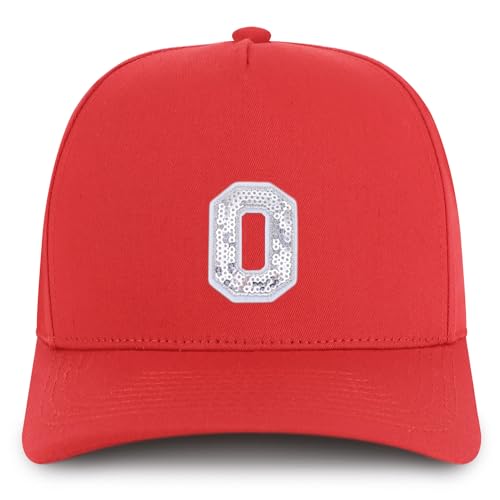 Trendy Apparel Shop Letter O Sequin Patch 5 Panel Cotton Baseball Cap