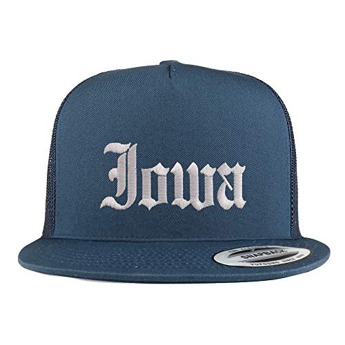 Trendy Apparel Shop Iowa State Old English 5 Panel Flatbill Trucker Mesh Cap