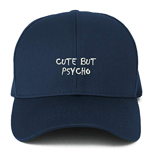 Trendy Apparel Shop XXL Cute But Psycho Small Embroidered Structured Trucker Mesh Cap