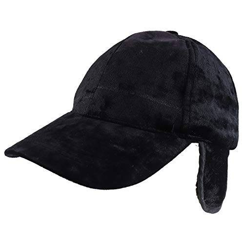 Trendy Apparel Shop Soft Velvet Faux Fur Ear Flap Winter Baseball Cap