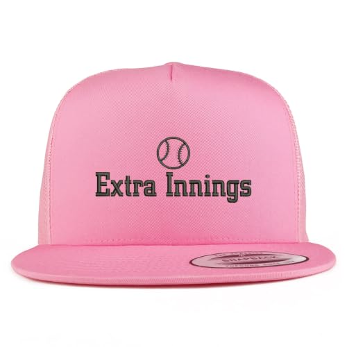 Trendy Apparel Shop Football Extra Innings Embroidered 5 Panel Flatbill Trucker Mesh Cap
