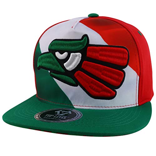 Trendy Apparel Shop Mexico Eagle Embroidred Flag Printed 5 Panel Flatbill Snapback Baseball Cap