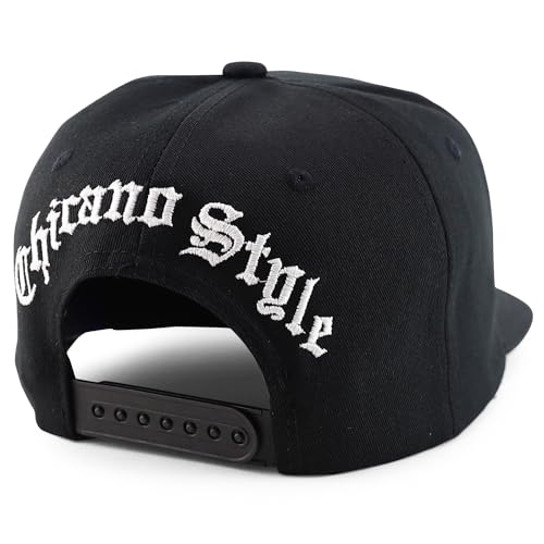 Trendy Apparel Shop Chicano Skull with Bandana Embroidered Flatbill Snapback Cap