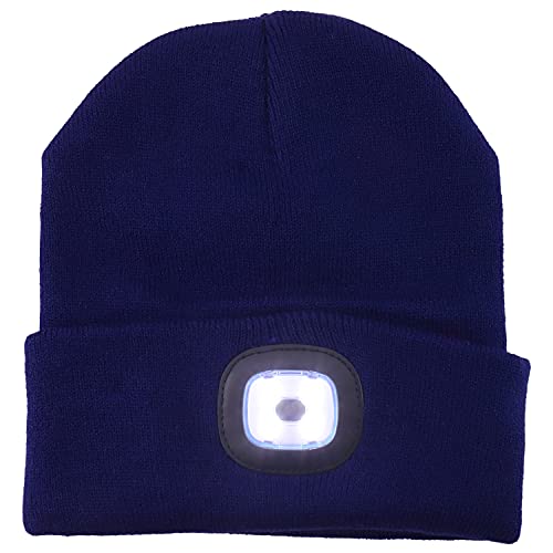 Trendy Apparel Shop LED Light Rechargeable Winter Long Cuff Beanie
