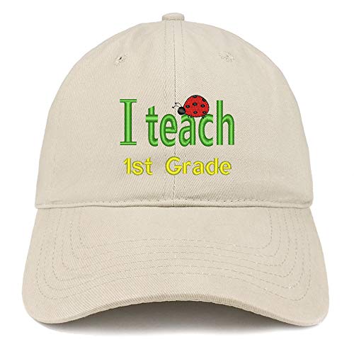 Trendy Apparel Shop I Teach 1st Grade Embroidered Soft Crown 100% Brushed Cotton Cap