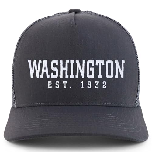 Trendy Apparel Shop Washington Est.1932 Embroidered 5 Panel Snapback Trucker Cap