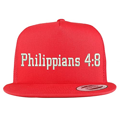 Trendy Apparel Shop Philippians 4:8 5 Panel Flatbill Trucker Cap