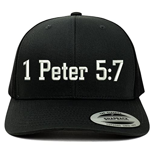 Trendy Apparel Shop 1 Peter 5:7 6 Panel Trucker Mesh Cap