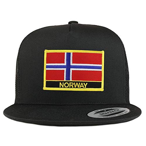 Trendy Apparel Shop Flexfit XXL Norway Flag 5 Panel Flatbill Trucker Mesh Snapback Cap