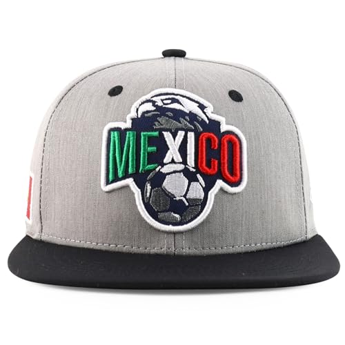 Trendy Apparel Shop Mexico El Tri Soccer Theme Embroidered Flatbill Snapback Cap