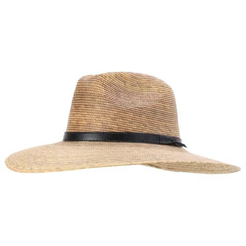 Trendy Apprel Shop Palm Braid UPF 50+ Wide Brim Fedora Crown Sun Hat
