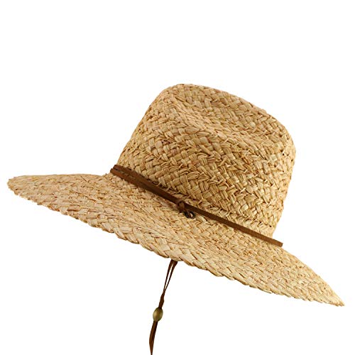 Trendy Apparel Shop Men's 4" Brim Raffia Straw Lifeguard Sun Hat - Natural