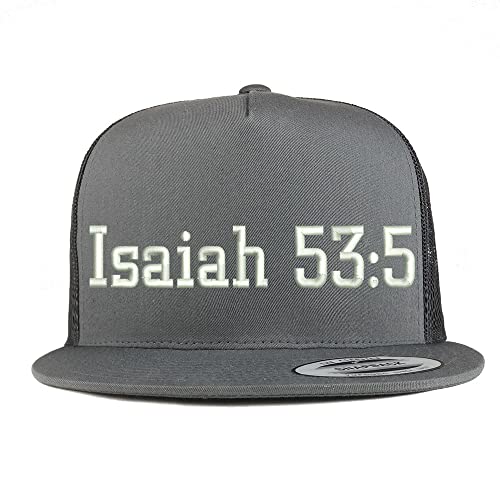 Trendy Apparel Shop Isaiah 53:5 5 Panel Flatbill Trucker Cap