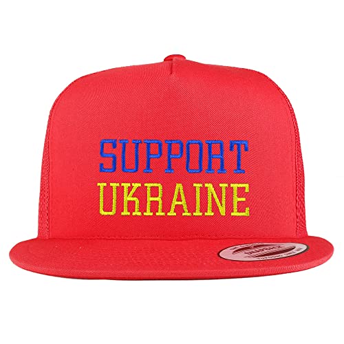 Trendy Apparel Shop Support Ukraine Embroidered 5 Panel Flatbill Trucker Cap