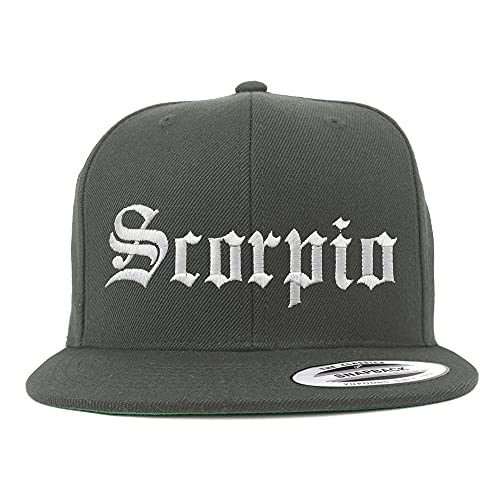 Trendy Apparel Shop Scorpio Old English Embroidered Flatbill Snapback