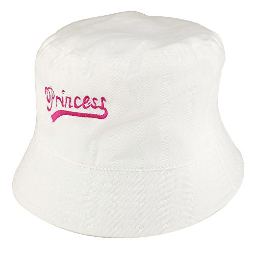Trendy Apparel Shop Girl's Princess Embroidered Youth Size Cotton Bucket Hat