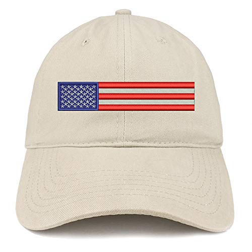Trendy Apparel Shop USA Flag Embroidered Soft Crown 100% Brushed Cotton Cap