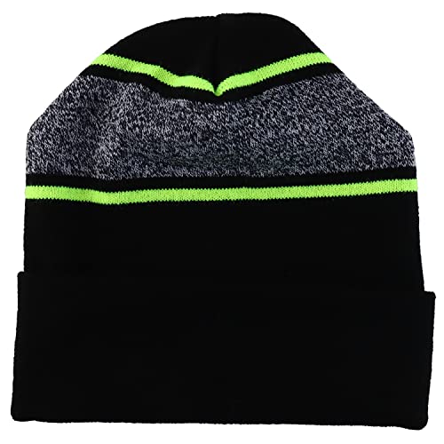 Trendy Apparel Shop Made in USA Striped Contrasting Stripes Long Cuff Beanie