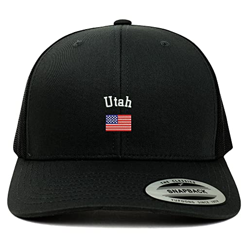 Trendy Apparel Shop Utah USA Flag 6 Panel Trucker Mesh Cap