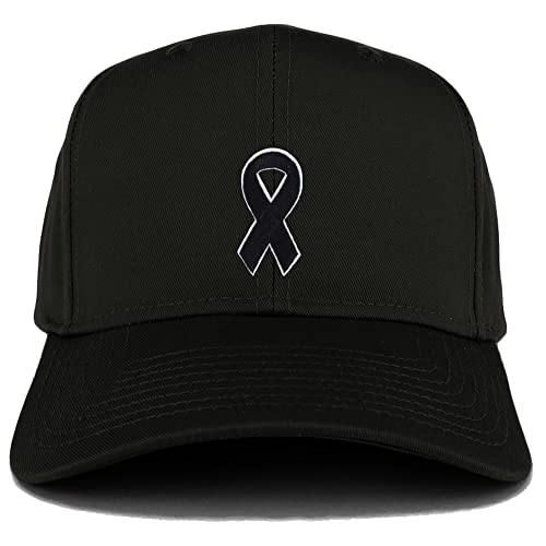 Trendy Apparel Shop Melanoma Awareness Black Ribbon Patch Structured Baseball Cap