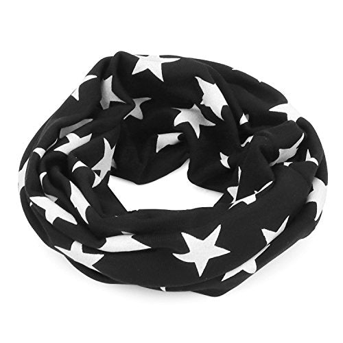 Trendy Apparel Shop Star All Over Printed Infant Size Cotton Short Beanie and Scarf Set