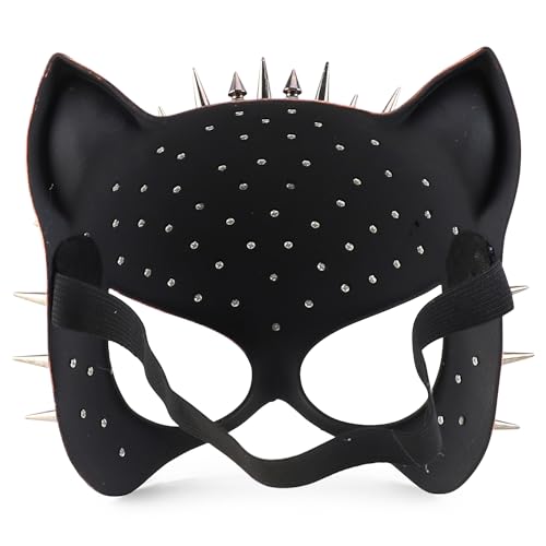 Trendy Apparel Shop Women's Steampunk Splike Cat Half Mask Costume Accessory