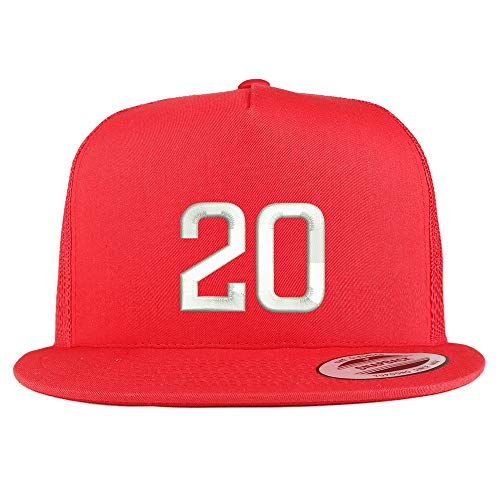 Trendy Apparel Shop Number 20 Embroidered 5 Panel Flatbill Trucker Mesh Cap