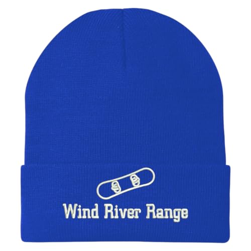 Trendy Apparel Shop Wind River Range Snowboard Logo Embroidered Long Cuff Beanie
