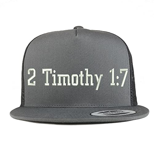 Trendy Apparel Shop 2 Timothy 1: 7 5 Panel Flatbill Trucker Cap