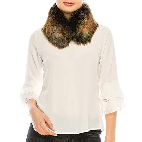 Trendy Apparel Shop Faux Fur Scarf with Magnetic Snap Closure