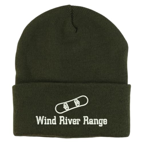 Trendy Apparel Shop Wind River Range Snowboard Logo Embroidered Long Cuff Beanie