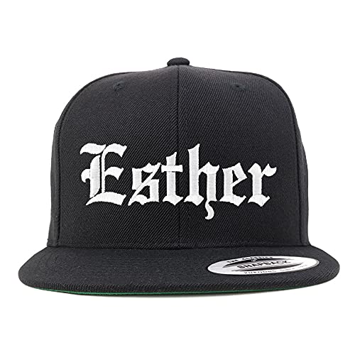 Trendy Apparel Shop Esther Old English Embroidered Flatbill Snapback