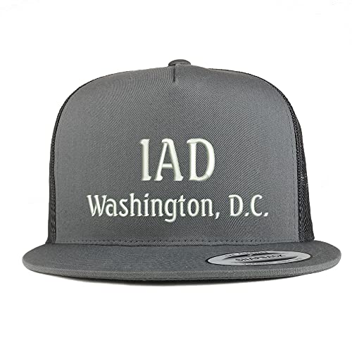 Trendy Apparel Shop IAD Washington DC Embroidered 5 Panel Flatbill Trucker Cap