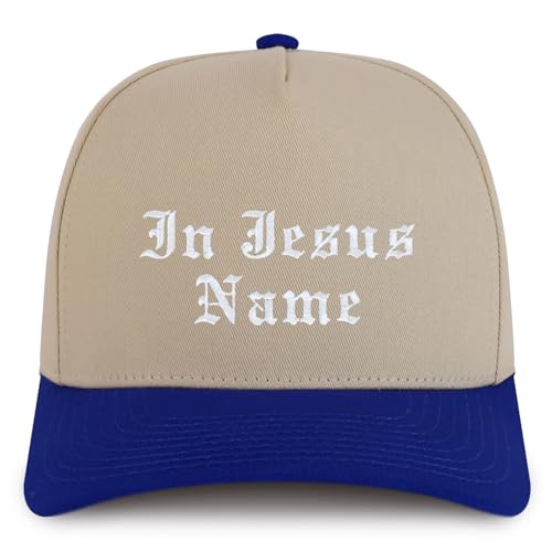 Trendy Apparel Shop in Jesus Name Embroidered 5 Panel Structured Baseball Cap