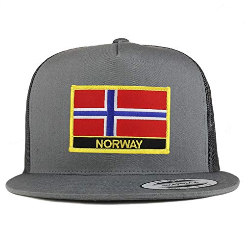 Trendy Apparel Shop Flexfit XXL Norway Flag 5 Panel Flatbill Trucker Mesh Snapback Cap