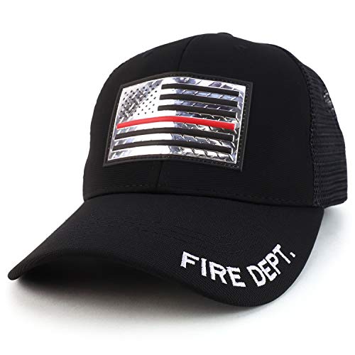 Trendy Apparel Shop High Frequency USA Thin Red Line Trucker Mesh Baseball Cap
