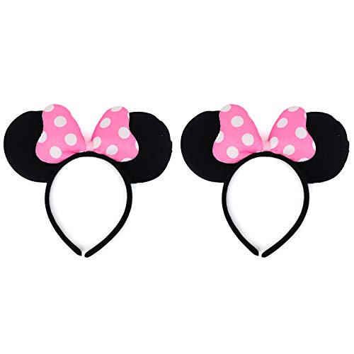 Trendy Apparel Shop Polka Dot Ribbon Ear Headband 2 Pack Set