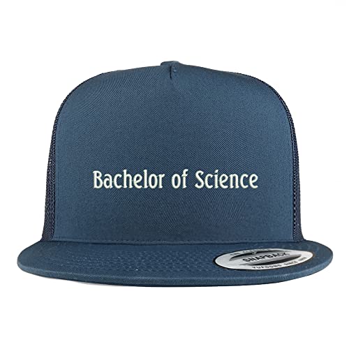Trendy Apparel Shop Bachelor of Science Embroidered 5 Panel Flatbill Trucker Cap