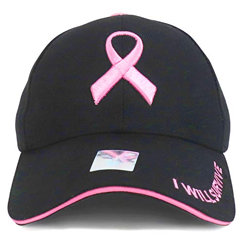 Trendy Apparel Shop Breast Cancer Pink Ribbon Survive Embroidered Baseball Cap