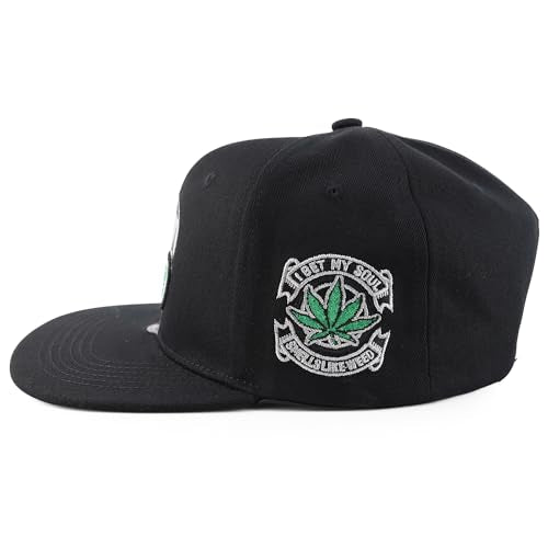 Trendy Apparel Shop Skull Head Smoking Marijuana Flat Bill Snapback Baseball Cap