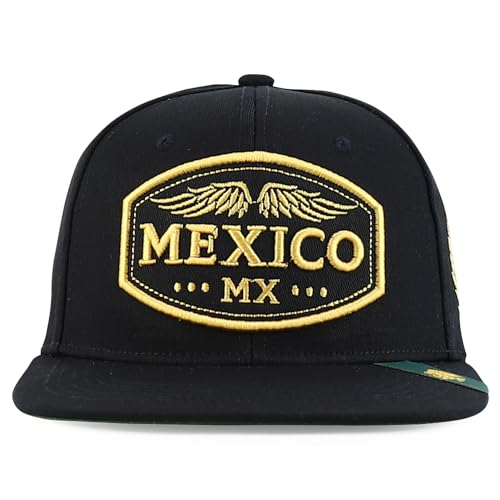 Trendy Apparel Shop Mexico States with Eagle Embroidered Flatbill Snapback Cap