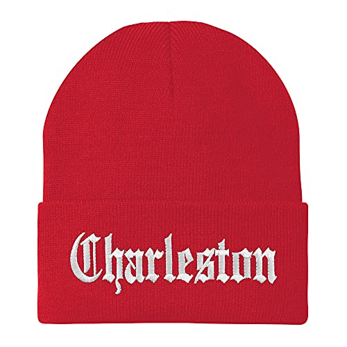 Trendy Apparel Shop Charleston Old English Embroidered Long Cuff Beanie